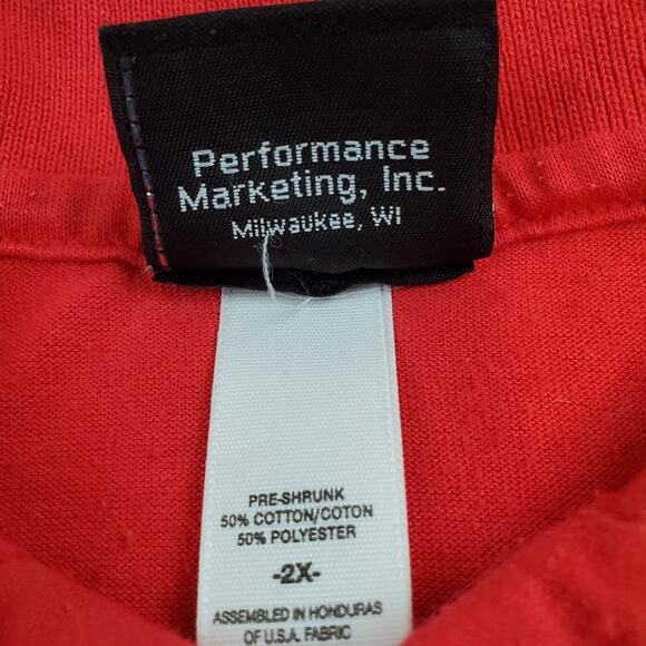 Vintage 90's Harley Davidson Red Firefighter Polo Plain Men's Shirt 2X Collared - Picture 4 of 9